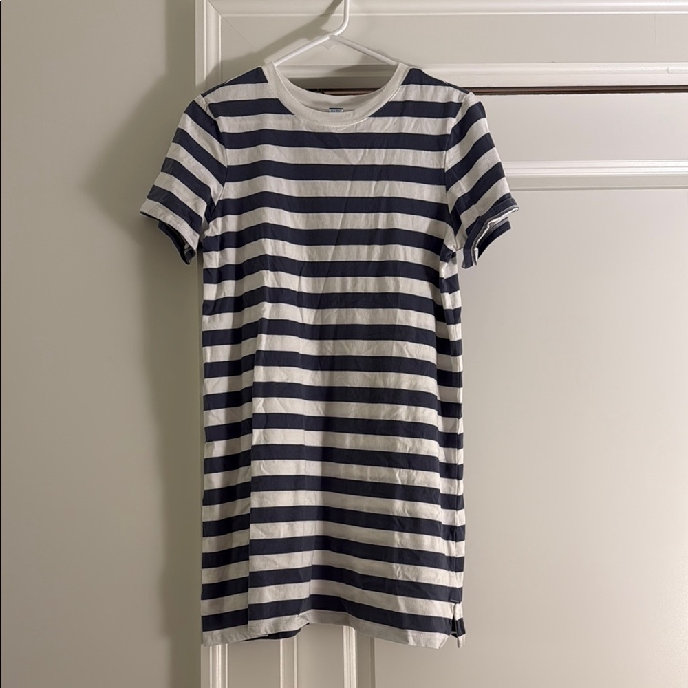 Navy and White Striped T-Shirt Dress